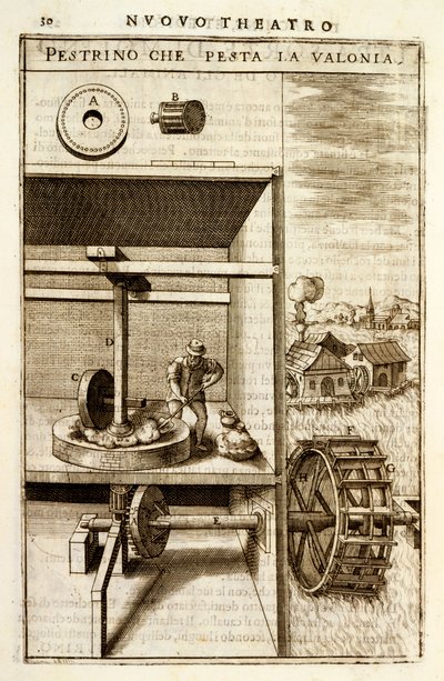 A Water-Powered Crushing or Milling Machine, 1607 by Vittorio Zonca